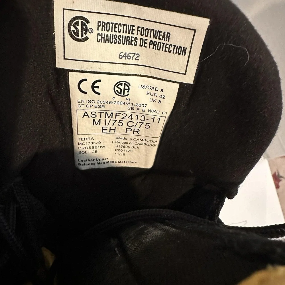 TERRA Crossbow Composite Toe Safety Work Boots‎ Black Men's Size 8